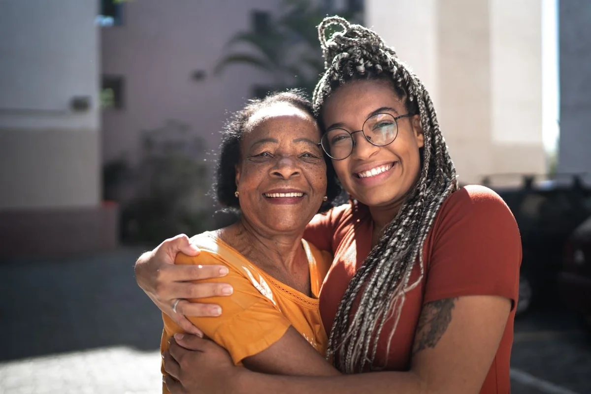 two women hugging