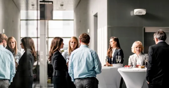 Photo of a work event with alcohol present.