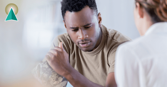 Man talking to therapist