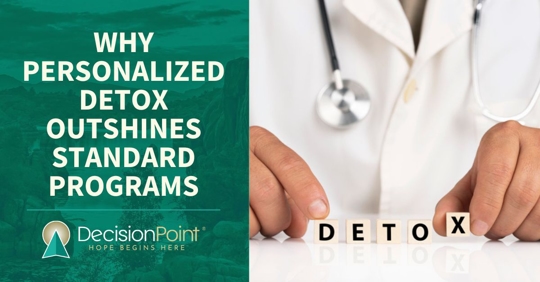 doctor holding "detox" sign, spelled in wooden blocks