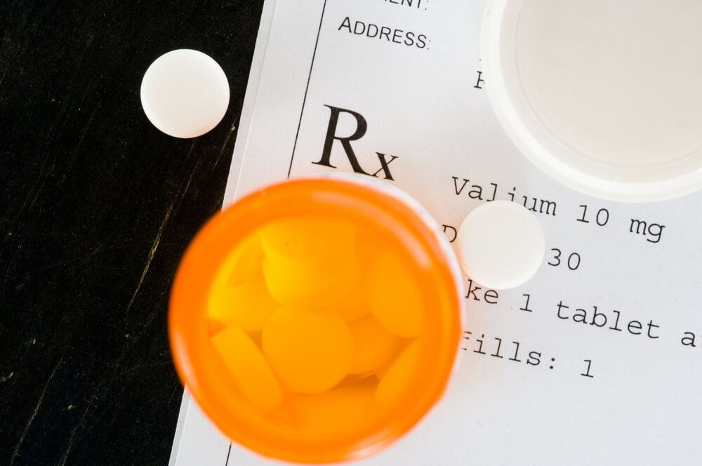 valium prescription with pill bottle